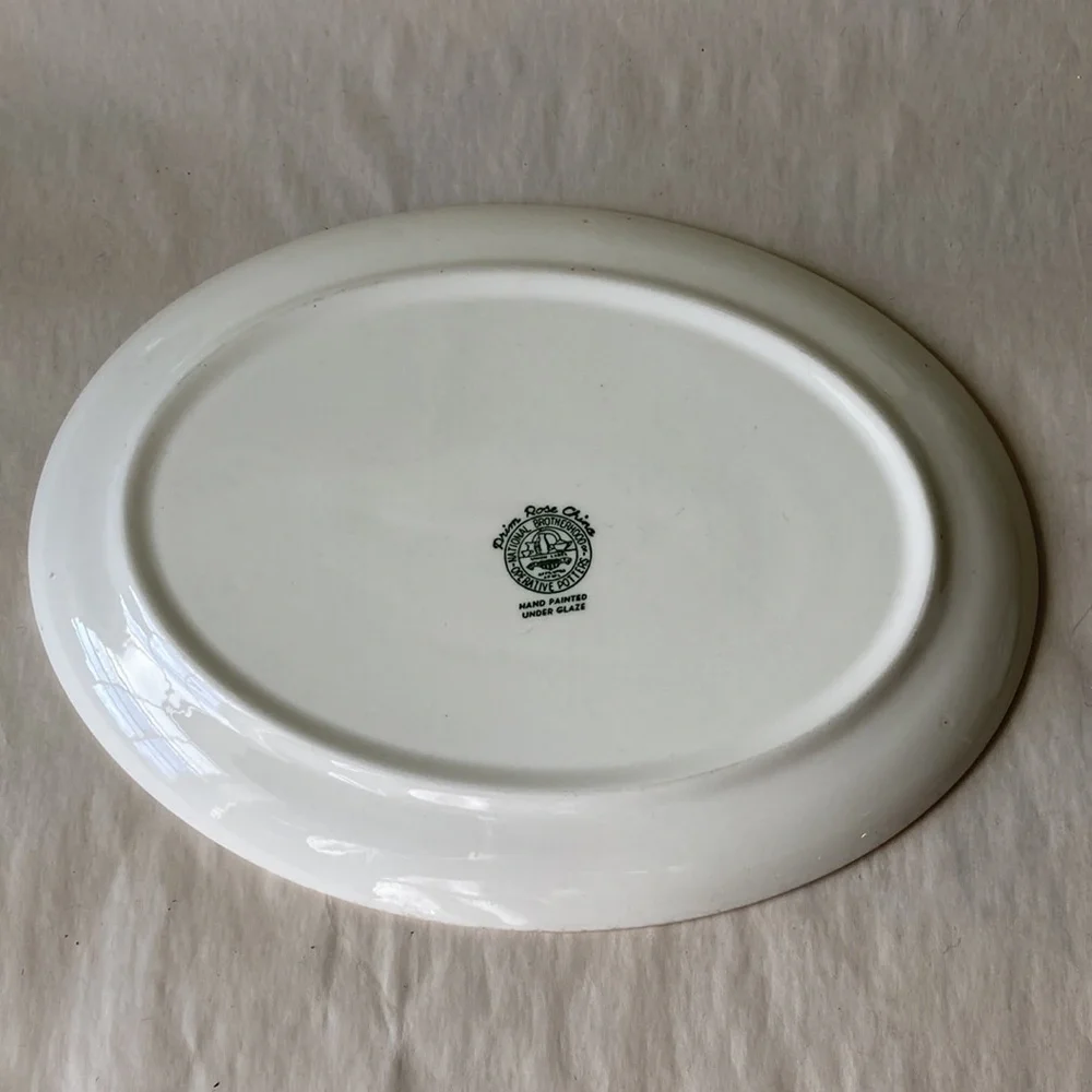 Vintage MCM hand painted Prim Rose China Hiawatha oval serving platter